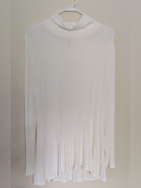 Faded Glory Cream Ribbed Mock Neck Long Sleeve Top Size L 12-14